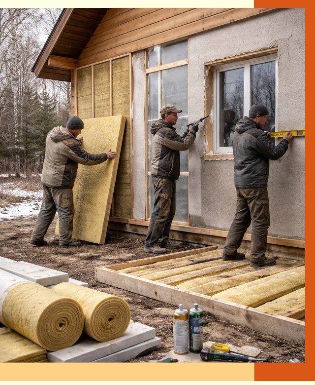 Утепление дачного дома в Барабинске от 4825 руб/м2 — недорого | ТепломастерБбн