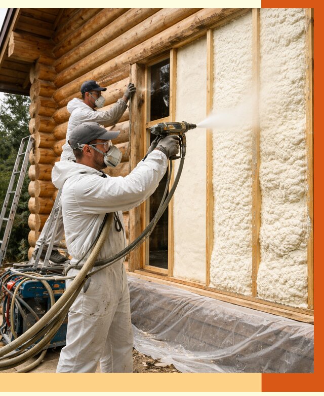 Утепление деревянного дома ППУ в Барабинске от 4266 руб/м2 | ТепломастерБбн — под ключ