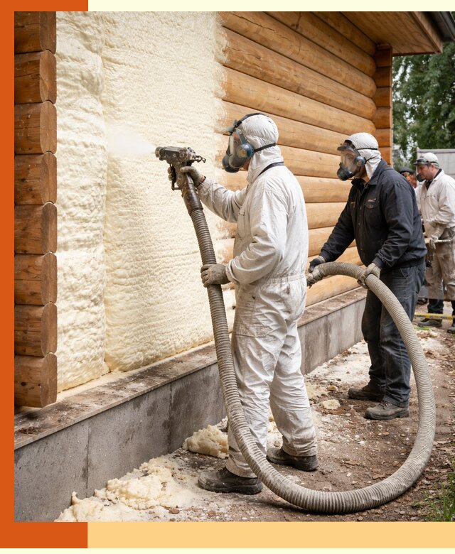 Утепление дома из бруса пенополиуретаном в Барабинске