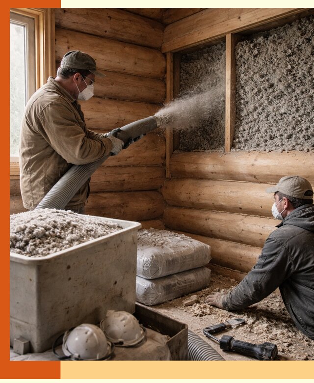 Утепление дома из бруса эковатой в Барабинске