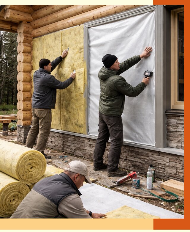 Утепление бревенчатого дома в Барабинске от 7770 руб/м2 — заказать под ключ | ТепломастерБбн