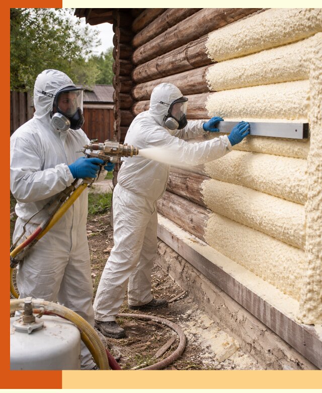 Утепление бревенчатого дома ППУ в Барабинске эффективной изоляцией