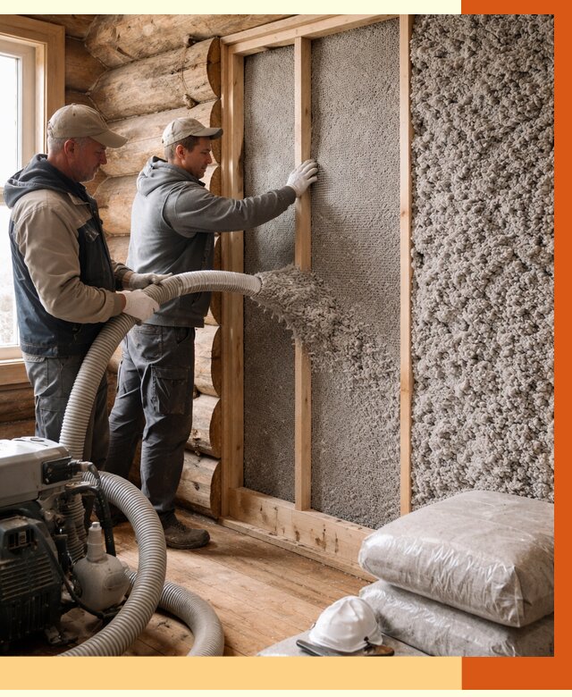 Утепление бревенчатого дома эковатой в Барабинске от 2793 руб. | ТепломастерБбн