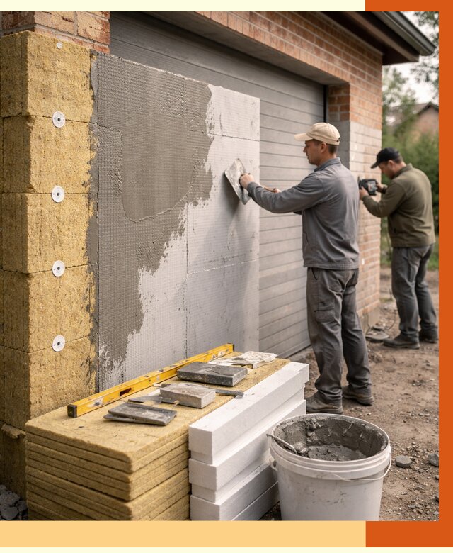 Утепление гаража снаружи в Барабинске от 4266 руб. за м2 — наружное утепление под ключ | ТепломастерБбн