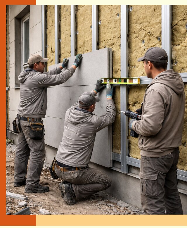 Утепление вентилируемого фасада под ключ в Барабинске