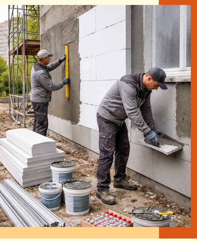 Утепление фасада и стен снаружи в Барабинске от 4266 руб. | ТепломастерБбн