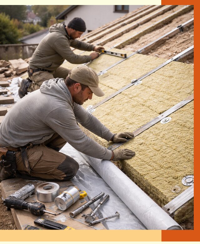 Утепление крыши снаружи в Барабинске под ключ от 1219 руб./м2 | ТепломастерБбн