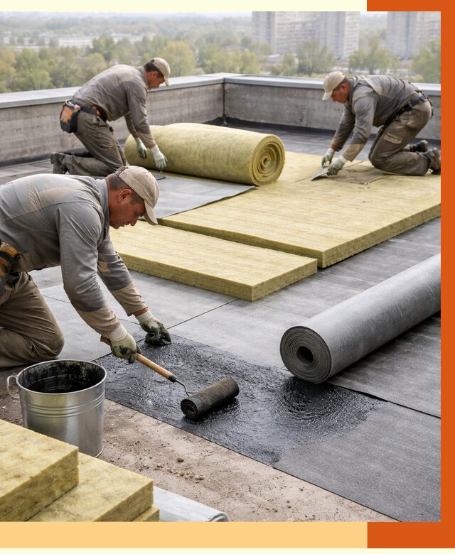Утепление плоской крыши в Барабинске от 7313 руб./м2 под ключ | ТепломастерБбн