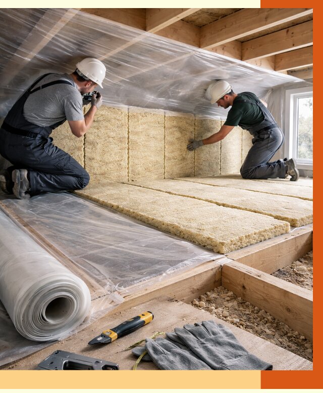 Утепление перекрытий в Барабинске от 2895 руб/м2 — утепление межэтажных и чердачных | ТепломастерБбн