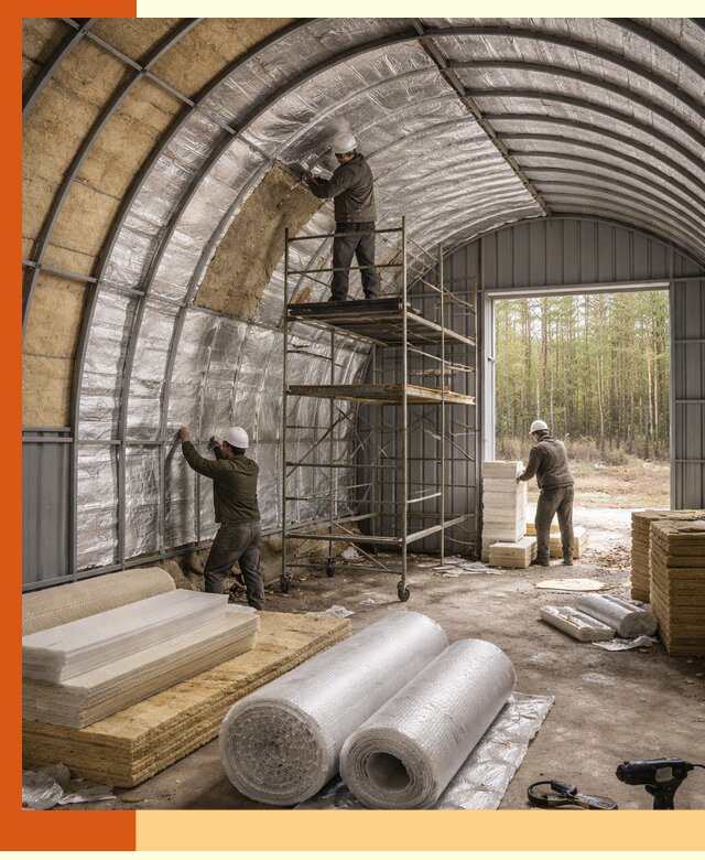 Утепление арочного ангара под ключ в Барабинске