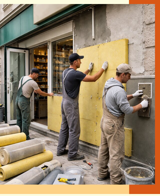 Утепление магазина в Барабинске от 4571 руб/м2 — цена, стены и снаружи | ТепломастерБбн