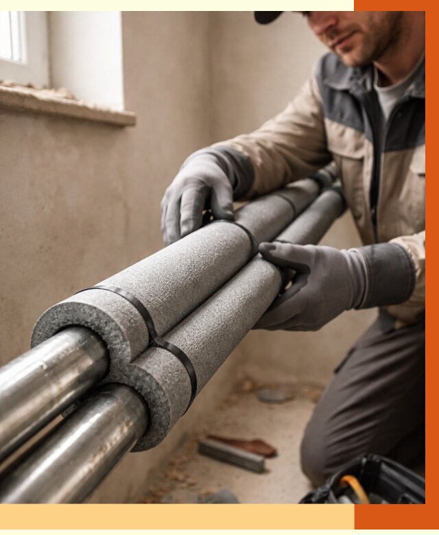 Утепление труб отопления в Барабинске от 2895 руб. за м² — услуги под ключ | ТепломастерБбн