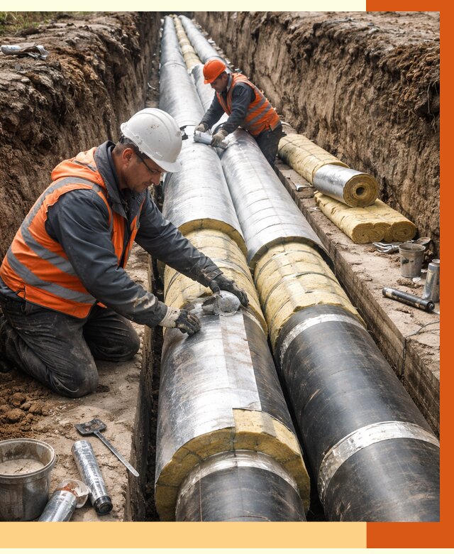 Утепление теплотрассы в Барабинске от 4571 руб./м2 — ппу и комплексная изоляция | ТепломастерБбн