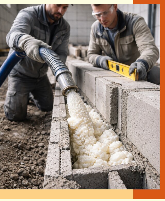 Заполнение колодцевой кладки ППУ в Барабинске от 4266 руб. за м2 | ТепломастерБбн