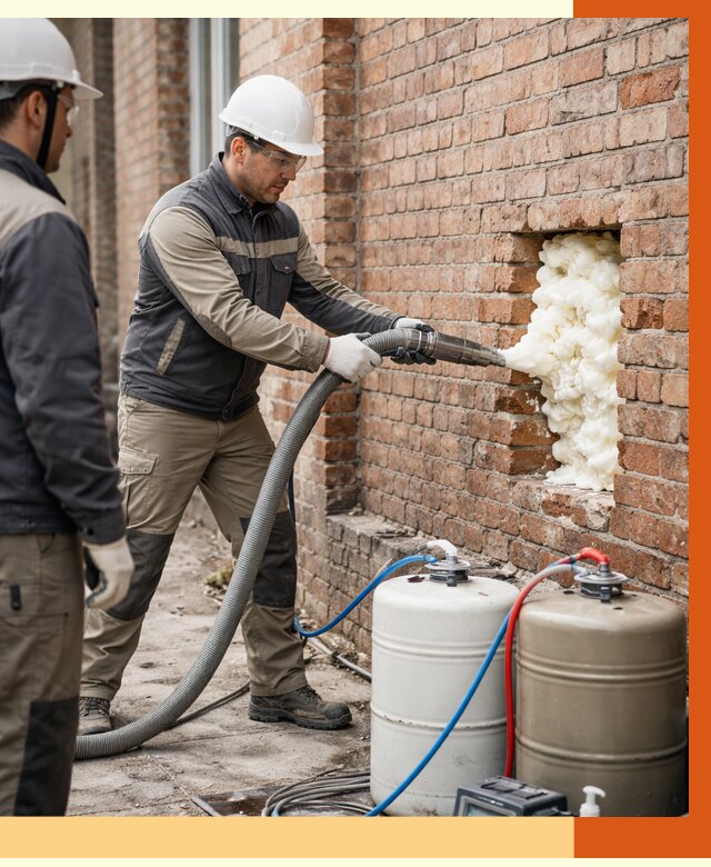 Заливка ППУ в пустоты кирпичной стены в Барабинске от 2793 руб. | ТепломастерБбн