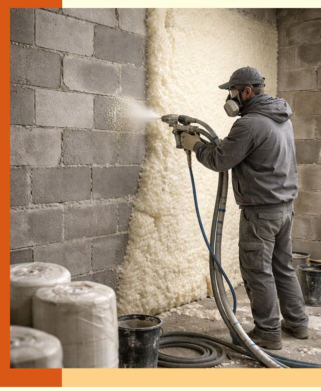 Утепление блочной стены ППУ в Барабинске качественно и надёжно