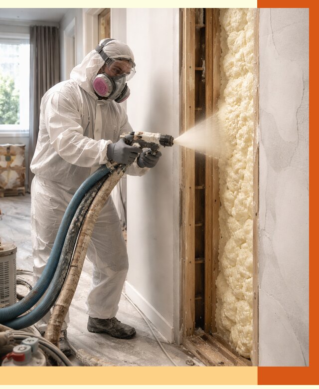 Межстеновое утепление ППУ в Барабинске от 2793 руб/м2 — межстенное утепление под ключ | ТепломастерБбн