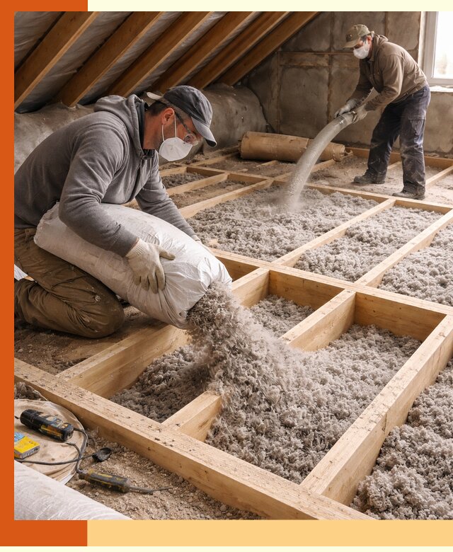 Заполнение полостей чердачного перекрытия в Барабинске качественно и надёжно