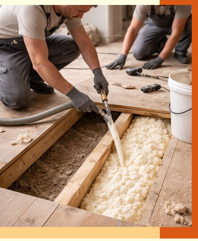 Заполнение пустот пола в Барабинске от 2742 руб. — утепление пустот пола под ключ | ТепломастерБбн