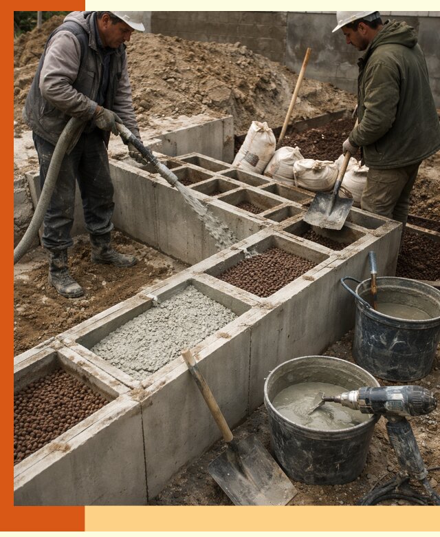 Заполнение полостей фундамента в Барабинске герметичным утеплением и повышением прочности