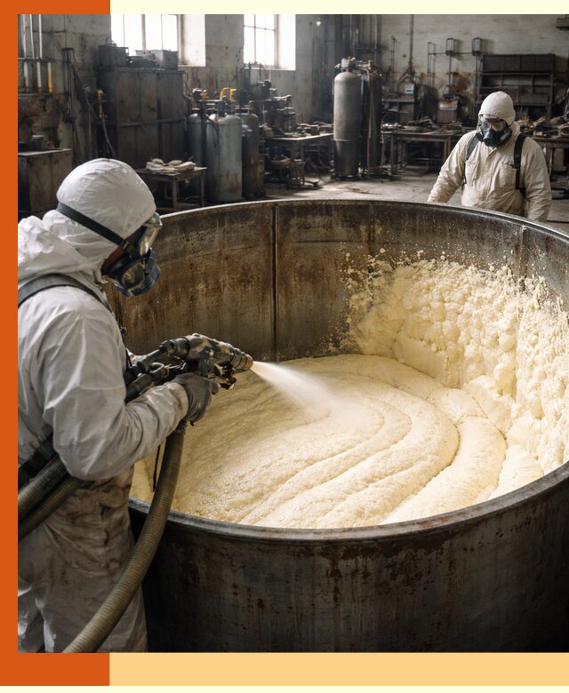 Заливка ппу в емкости с полной изоляцией и герметизацией в Барабинске