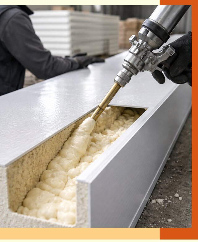 Заполнение пустот холодильных панелей в Барабинске от 7618 руб. | ТепломастерБбн