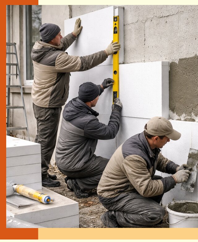 Утепление пенопластом наружных стен и фасадов в Барабинске