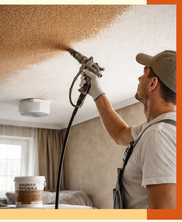 Утепление потолка жидкой пробкой в Барабинске от 3555 руб. | ТепломастерБбн