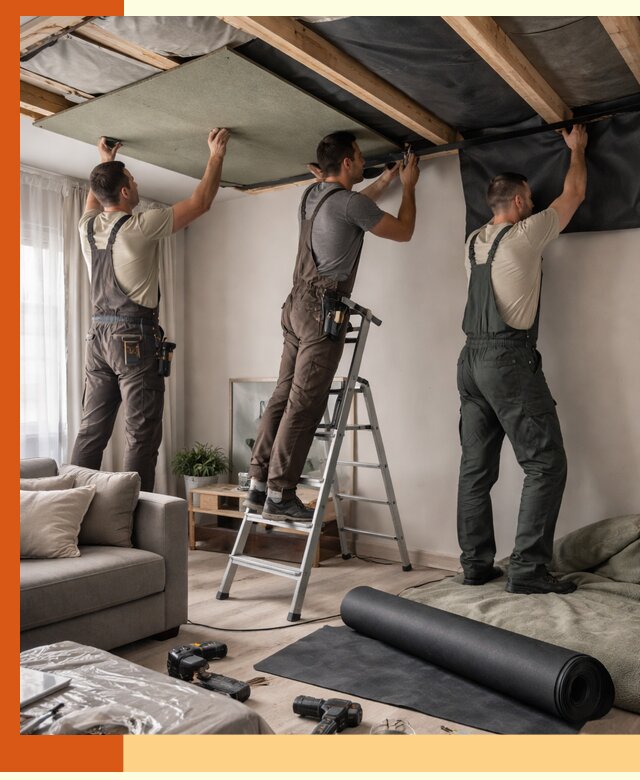 Шумоизоляция потолка в Барабинске — профессиональное устранение шумов