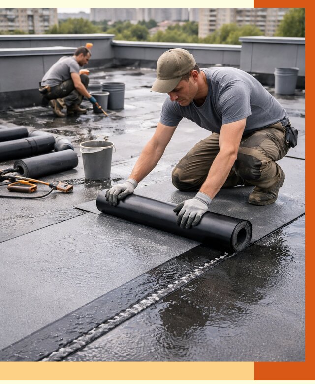Гидроизоляция плоской кровли в Барабинске от 4571 руб./м2 — профессионально | ТепломастерБбн