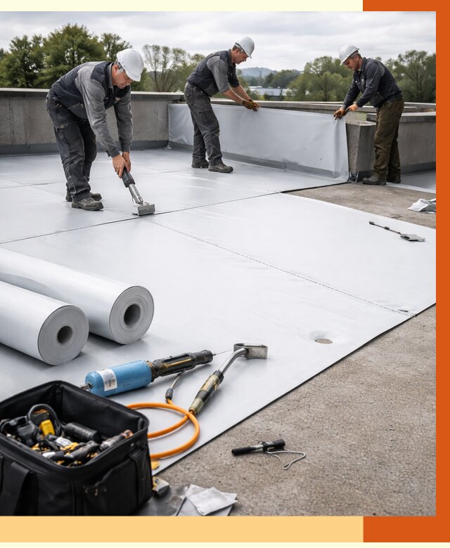 Гидроизоляция мембранной кровли в Барабинске от 7618 руб./м² — профессионально | ТепломастерБбн