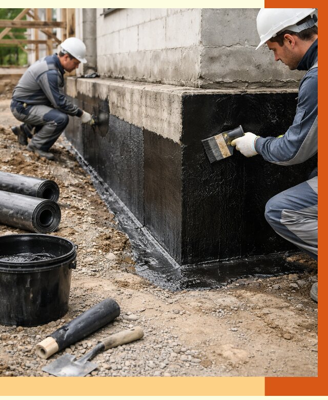 Гидроизоляция фундамента в Барабинске от 1270 руб. — профессионально, под ключ | ТепломастерБбн