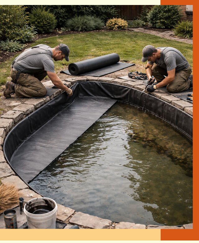 Гидроизоляция пруда в Барабинске от 15236 руб. под ключ | ТепломастерБбн профессионально