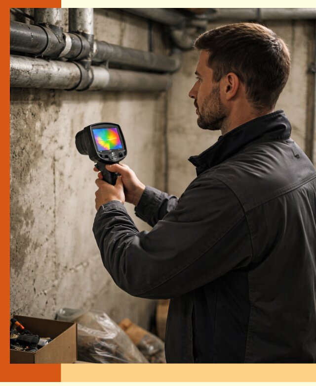 Тепловизионное обследование подвала в Барабинске для поиска утечек тепла
