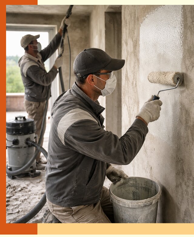 Подготовка поверхности под напыление утеплителя в Барабинске