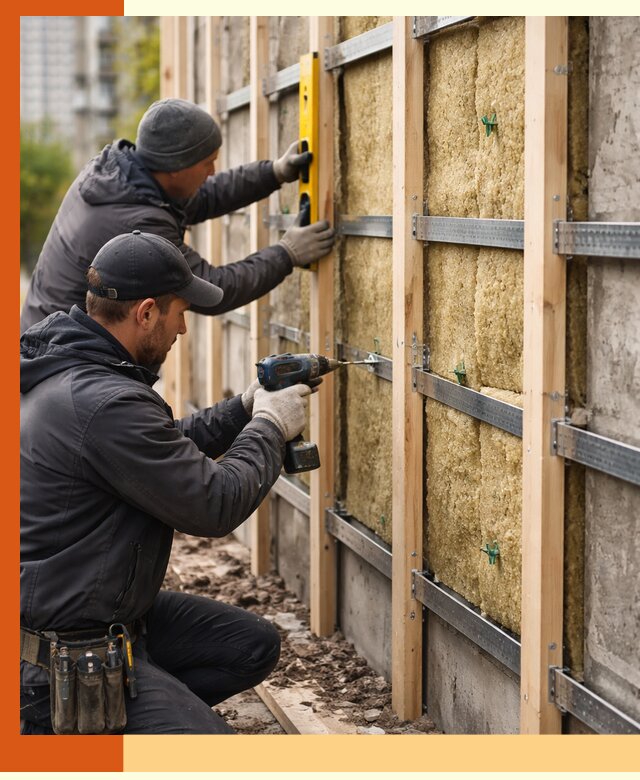 Монтаж обрешетки под утепление зданий и квартир в Барабинске